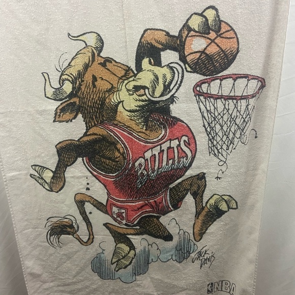 Vintage Chicago Bulls Benny The Bull Michael Jordan Beach Towel NBA Basketball - Picture 6 of 8